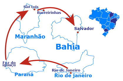 Mapa Dunas e Selva, Encantos Brasileiros<br/>Rio, Amazônia e Lençóis Maranhenses